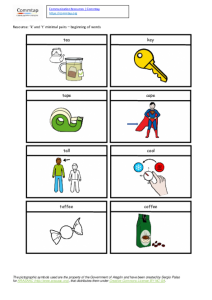 Picture cards - k and t word initial minimal pairs