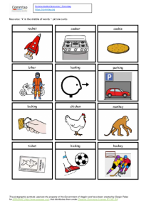 c/k in the middle of words picture cards