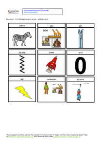 z at the beginning of words picture cards
