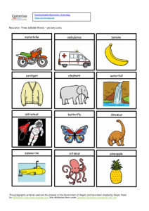 Three Syllable Words Picture Cards