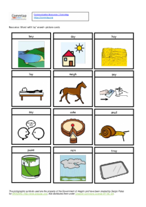 Vowels - words containing 'ay' sounds- picture cards