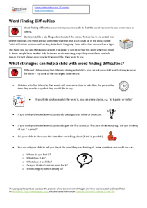 Information Sheet - Word Finding Difficulties and Strategies to Help