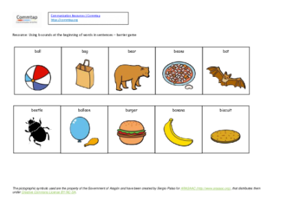 Barrier game - b at the beginning of words in sentences