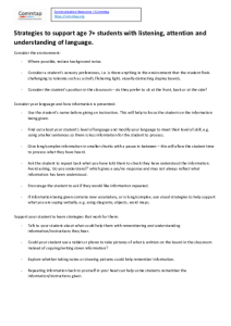 Strategies to support attention, listening and understanding language in students aged 7+